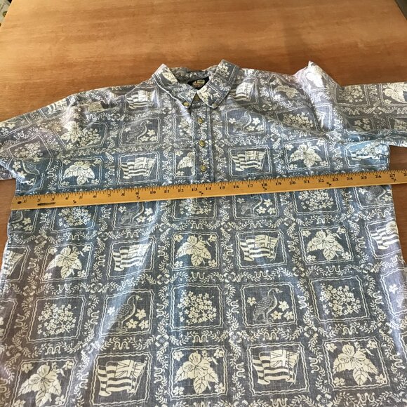 Reyn Spooner Classic Fit Hawaiian Shirt Men XXL Blue Hawaiian Flag Button Down - Picture 7 of 14